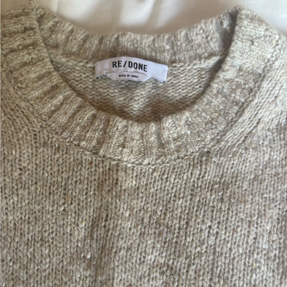Re/Done Cream Crew Neck Sweater - Picture 2 of 5